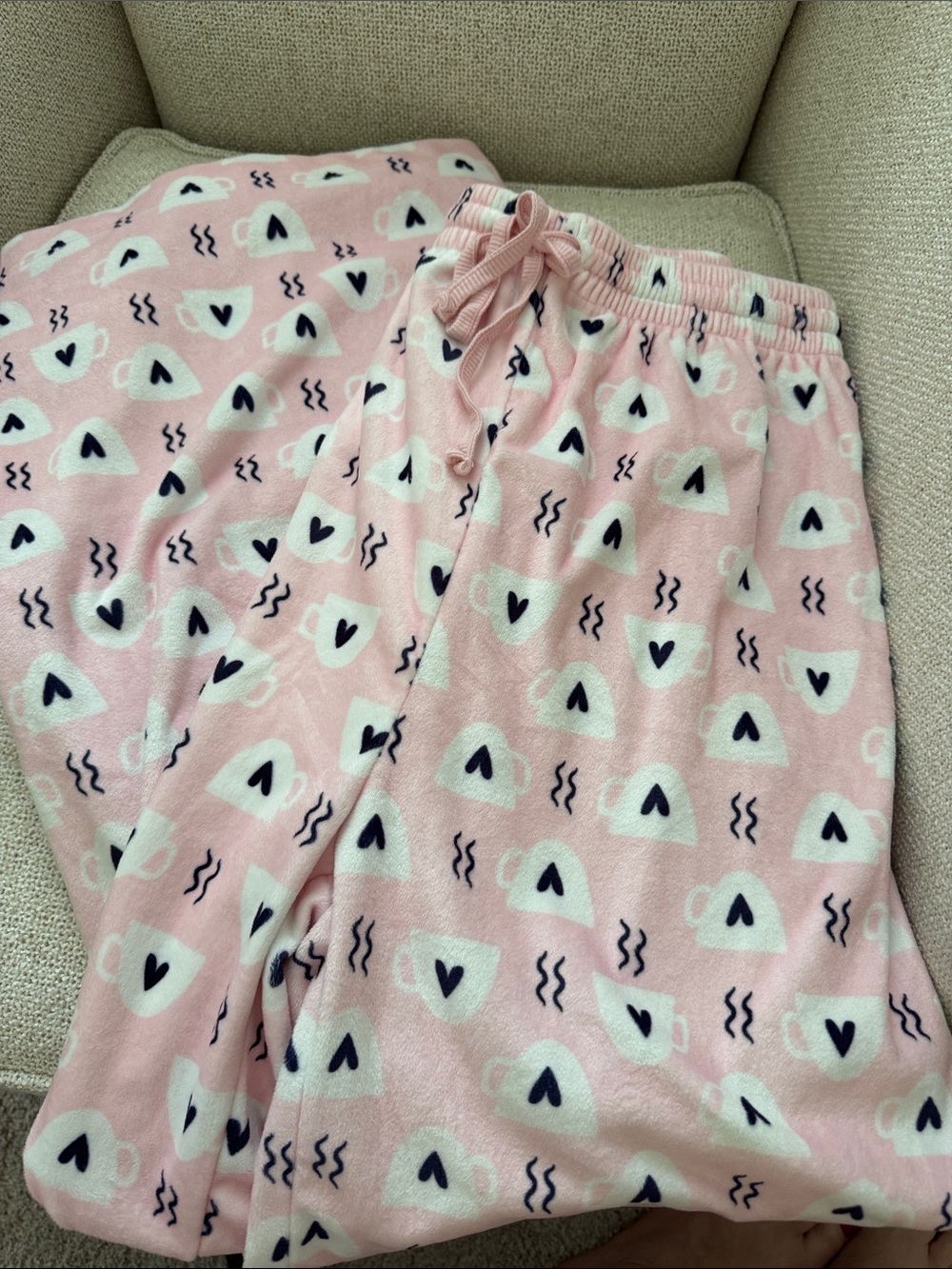 ☕️Pink Heart & Mug Fleece Pajama Pants☕️